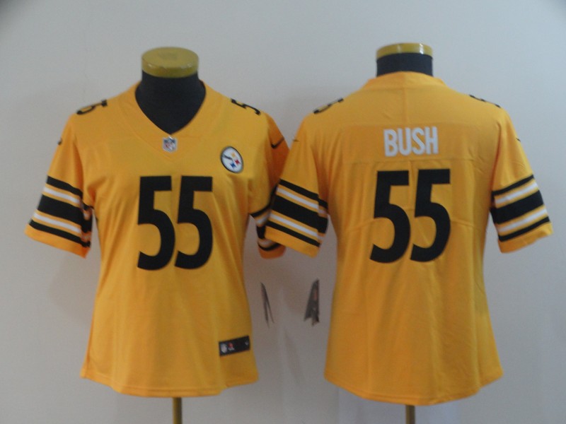 women Pittsburgh Steelers #55 Bush yellow Nike Limited NFL Jerseys